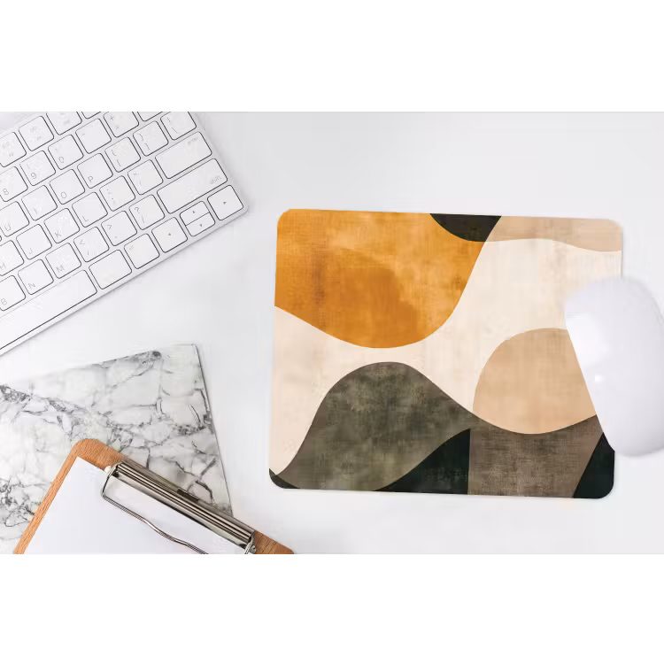 Vormen - Okergeel - Abstract muismat rubber klein -witbureau