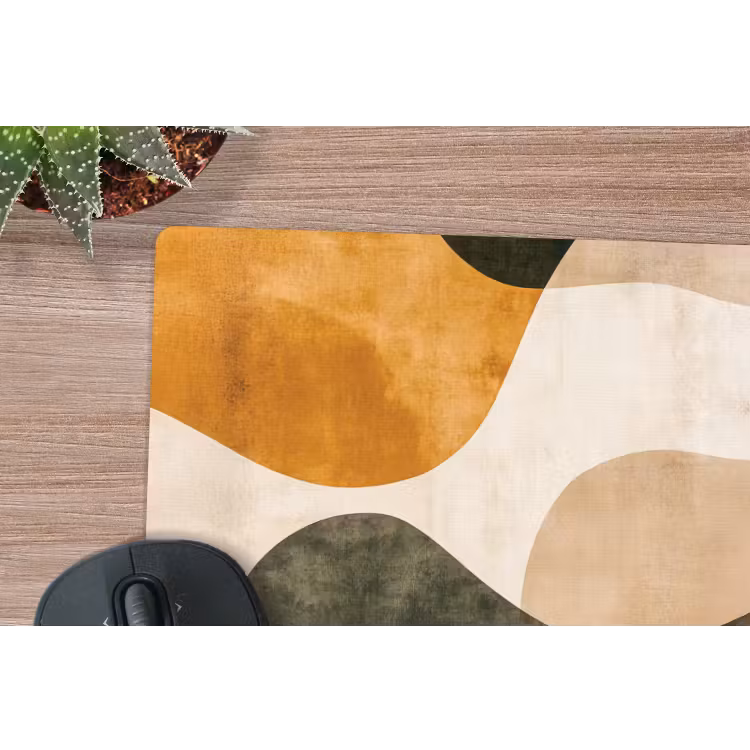 Vormen - Okergeel - Abstract muismat rubber klein -closeup