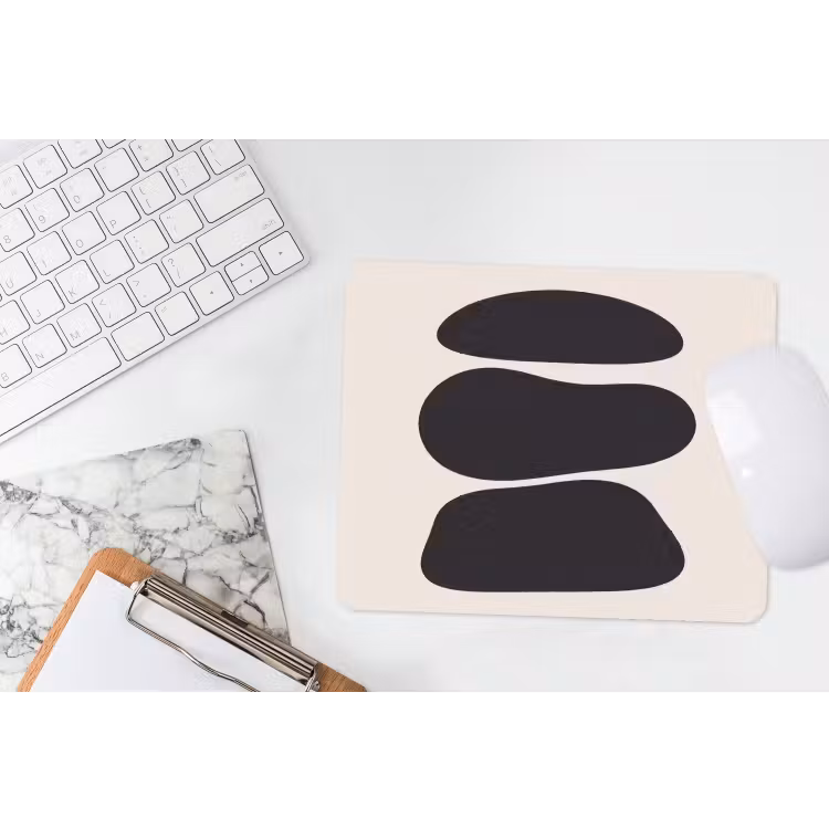 Mouse Pad - Shapes - Organic - Black - Vormen - Organisch - Zwart muismat rubber klein