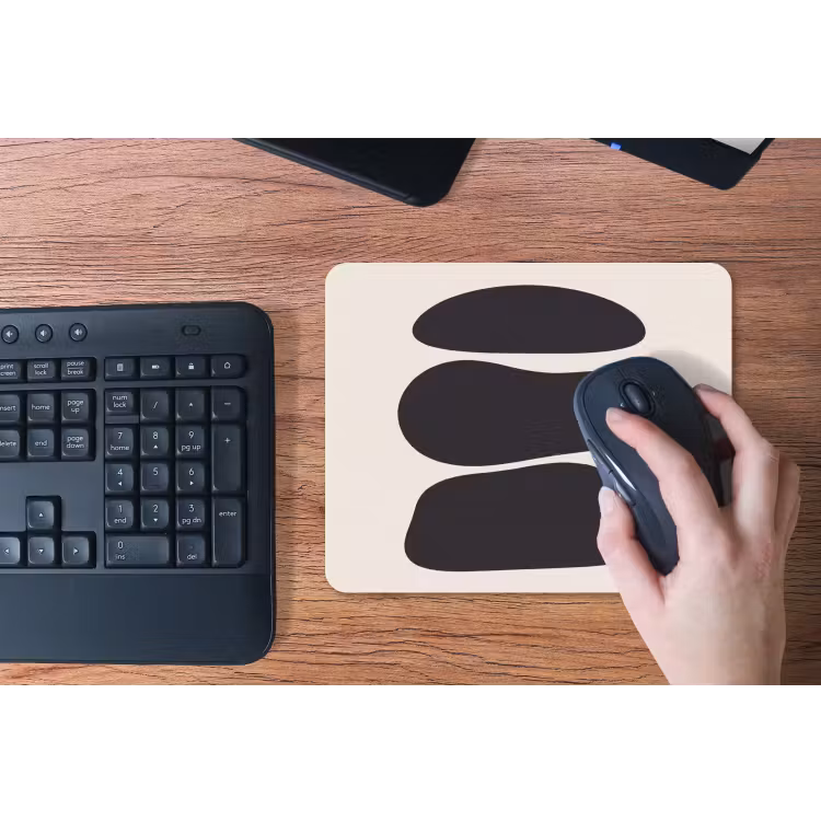 Mouse Pad - Shapes - Organic - Black - Vormen - Organisch - Zwart muismat rubber klein