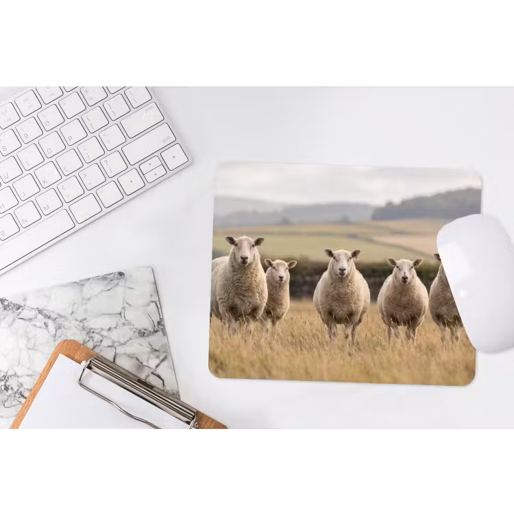 Schapen - Weidenlandschap - Heuvels muismat rubber klein -witbureau