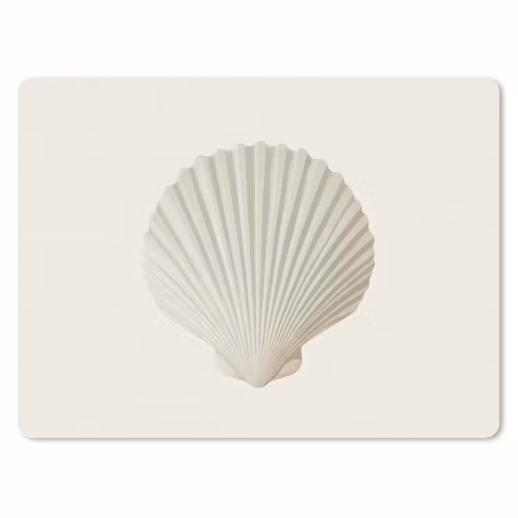 Schelp - Minimalistisch - Wit muismat rubber klein -3d
