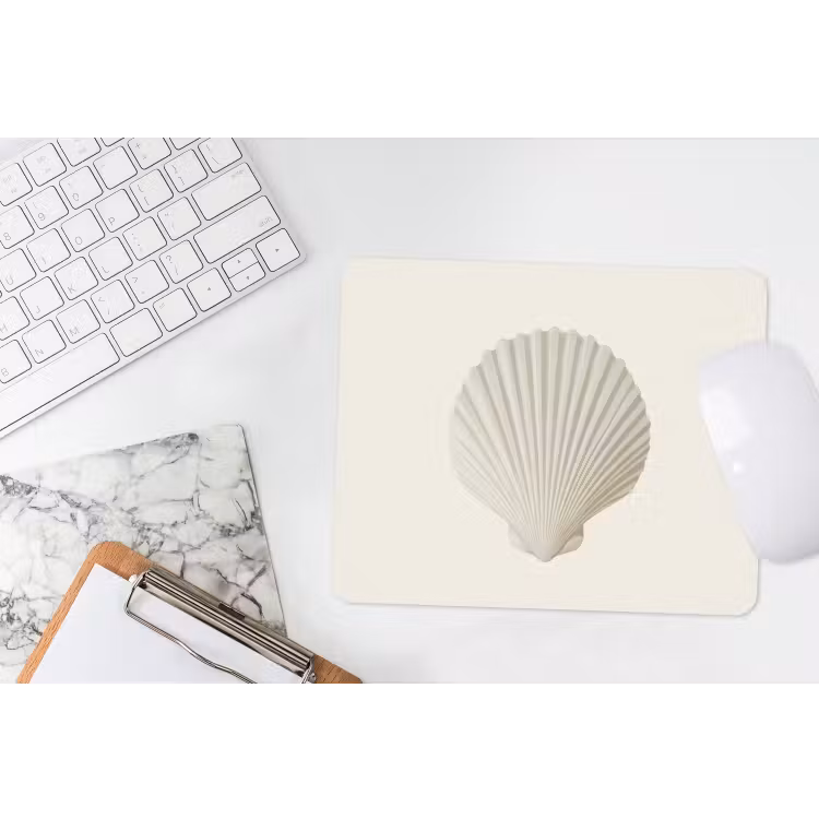 Schelp - Minimalistisch - Wit muismat rubber klein -witbureau