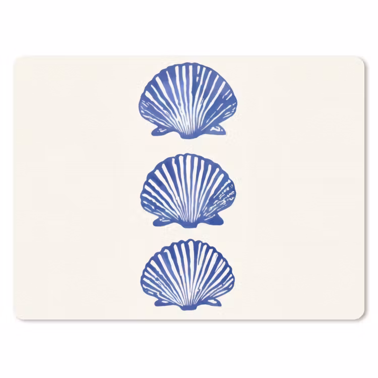 Schelpen - Blauw - Patroon muismat rubber klein -3d