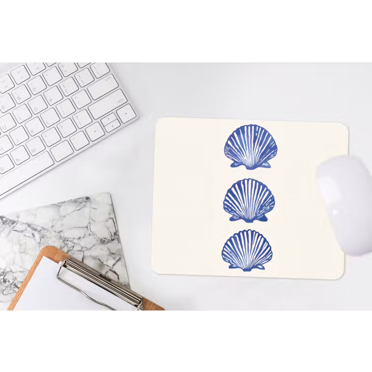 Schelpen - Blauw - Patroon muismat rubber klein -witbureau