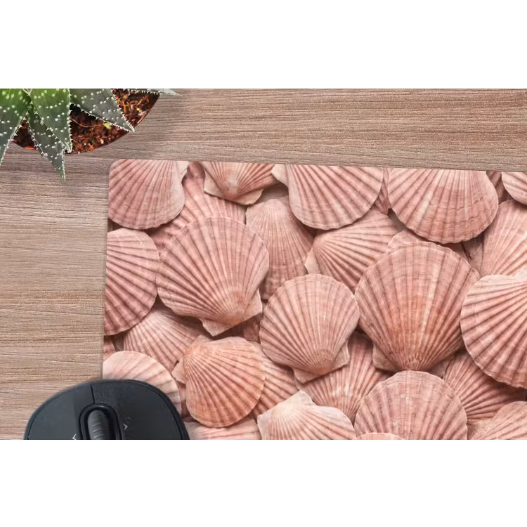 Schelpen - Patroon - Roze muismat rubber klein -closeup