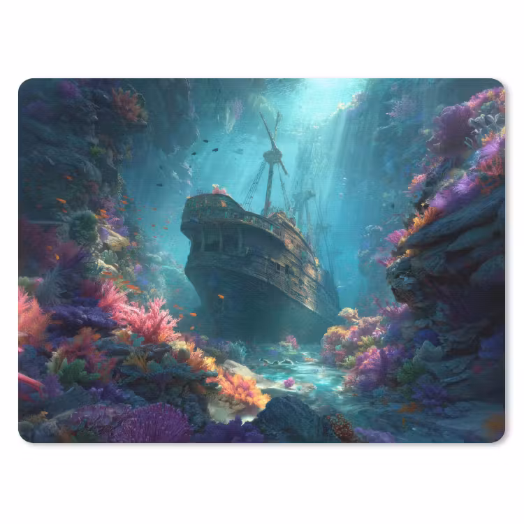 Schip - Hout - Koraalriffen - Zonlicht muismat rubber klein -3d