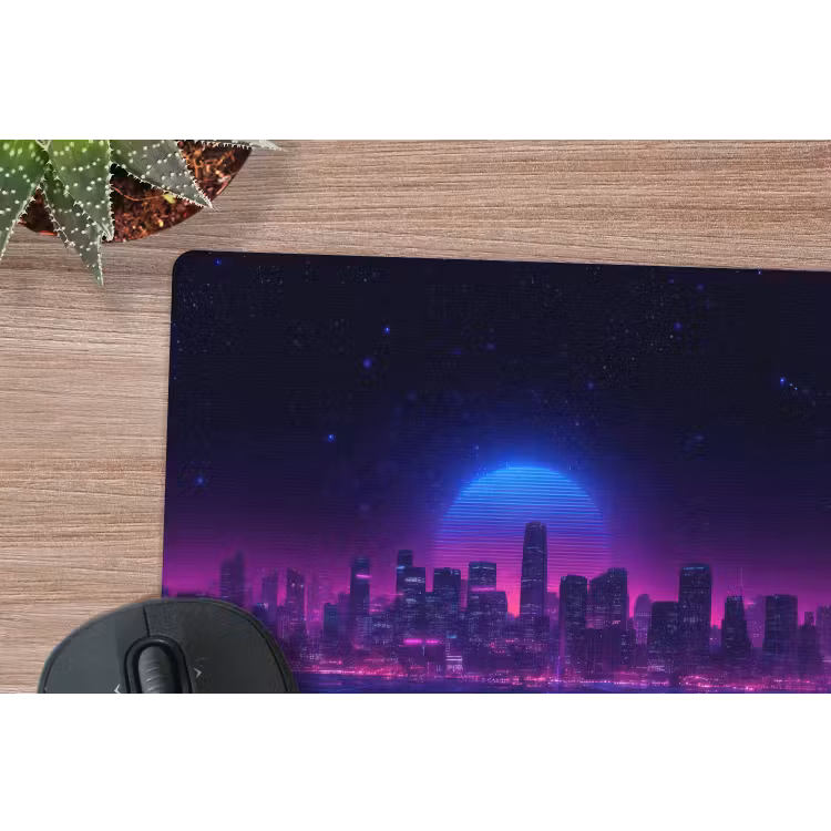 Skyline - Zon - Neon - Rasterpatroon muismat rubber klein -closeup