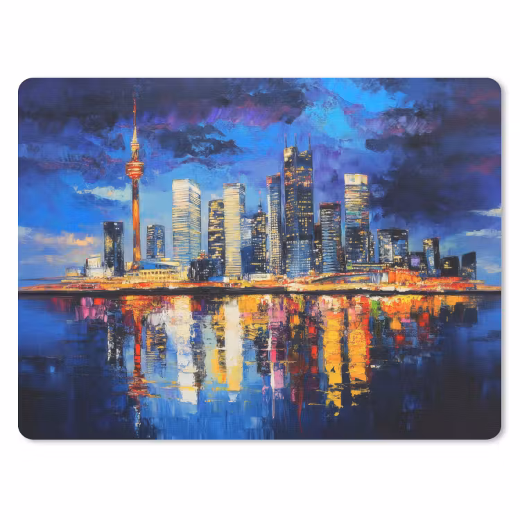 Skyline Toronto - Modern - Stadslicht - Blauw muismat rubber klein -3d