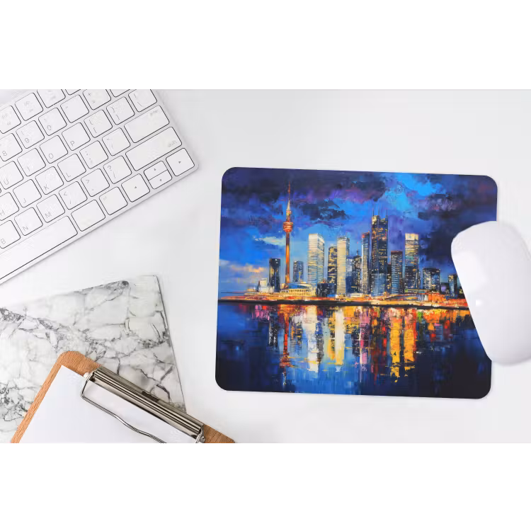 Skyline Toronto - Modern - Stadslicht - Blauw muismat rubber klein -witbureau