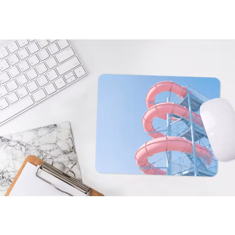 Glijbaan - Waterpark - Spiraal - Modern - Roze muismat rubber klein -witbureau