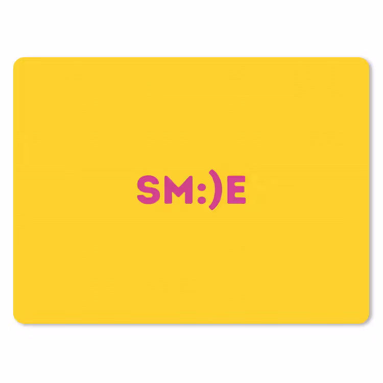 Smile - Roze - Geel muismat rubber klein -3d