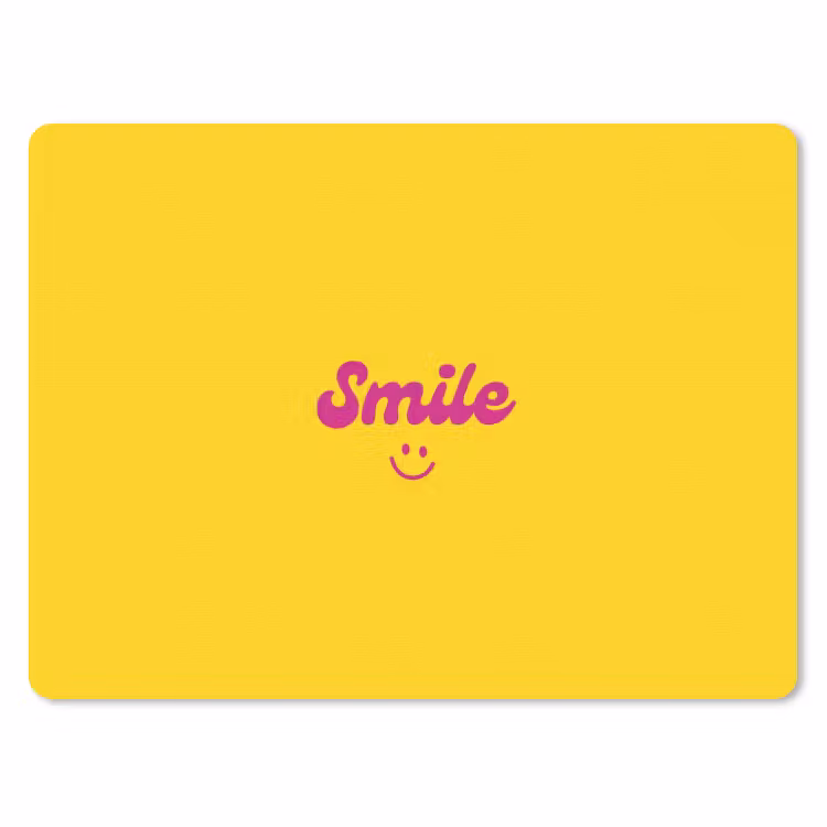 Smile - Geel - Roze muismat rubber klein -3d