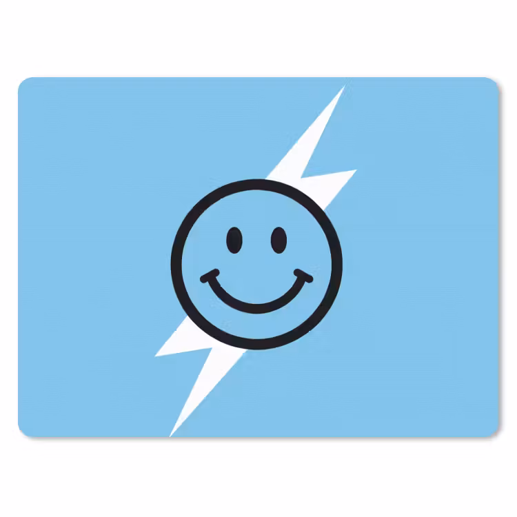 Smiley - Blauw - Bliksem muismat rubber klein -3d
