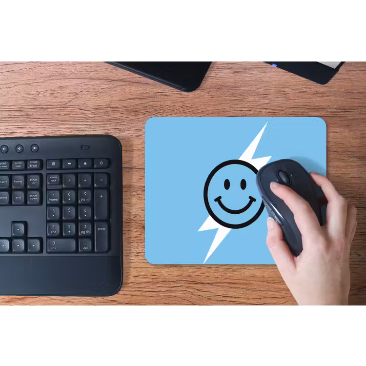 Smiley - Blauw - Bliksem muismat rubber klein -toetsenbord