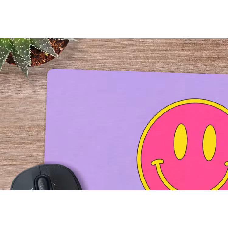 Smiley - Drip - Neon muismat rubber klein -closeup