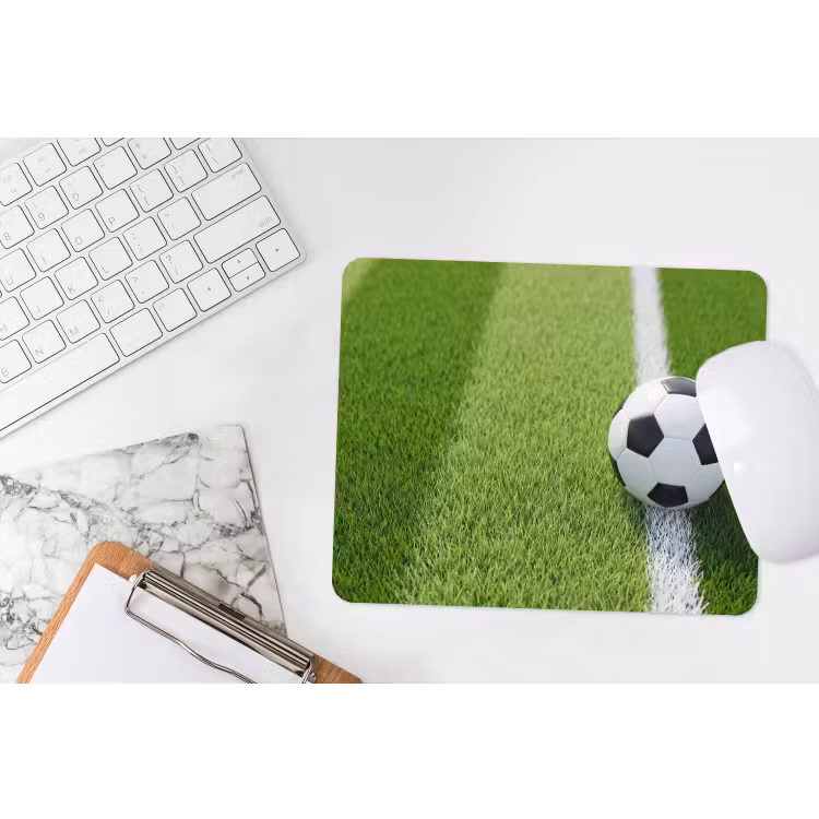 Voetbal - Grasveld - Sport - Groen muismat rubber klein -witbureau