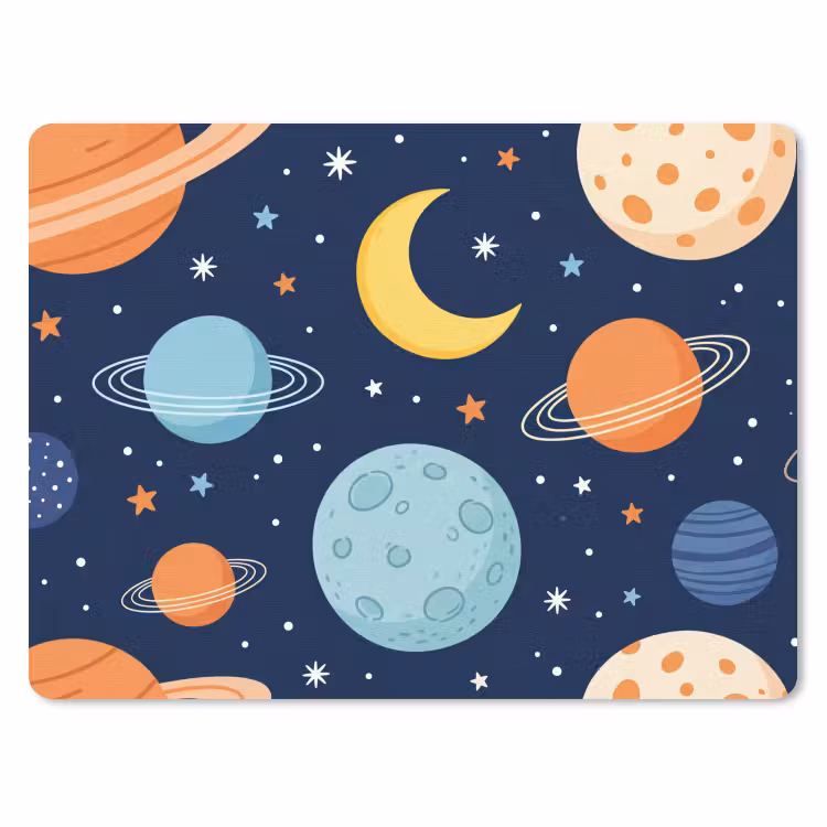 Ruimte - Planeten - Kleurrijk muismat rubber klein -3d