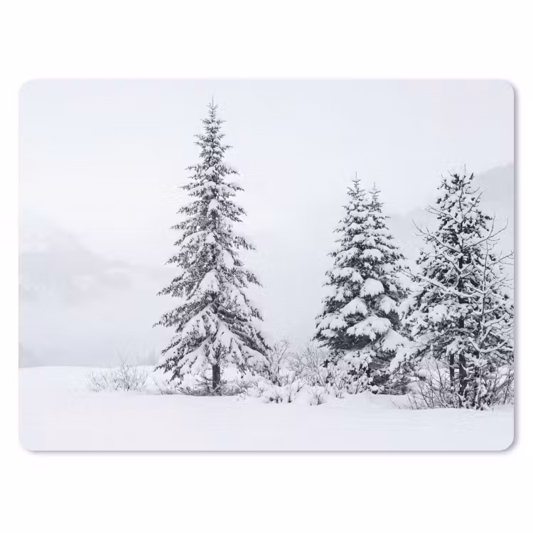 Fijnsparren - Sneeuw - Winter - Landschap - Stilte muismat rubber klein -3d