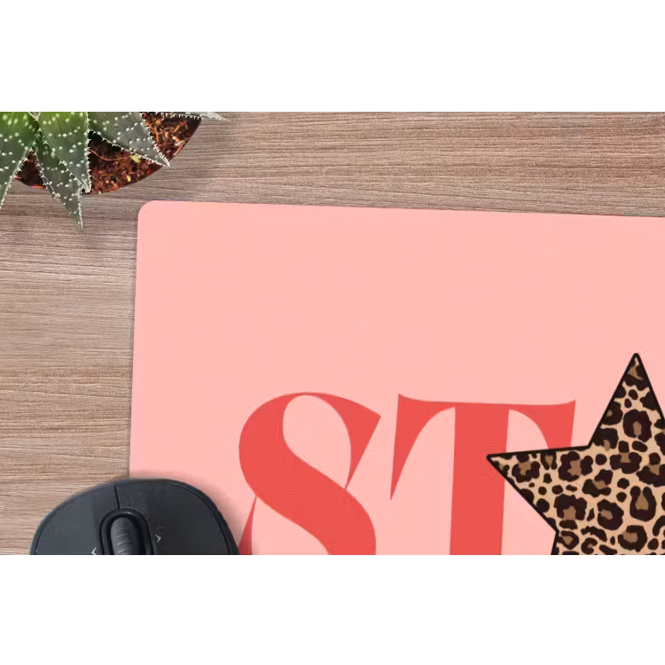 Star girl - Roze - Panter - Ster muismat rubber klein -closeup