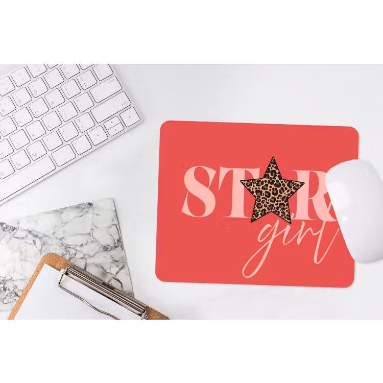 Star girl - Rood - Panter - Ster muismat rubber klein -witbureau