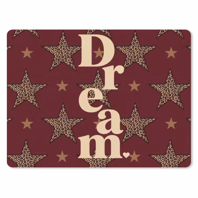 Sterren - Luipaardprint - Dream - Bordeaux muismat rubber klein -3d