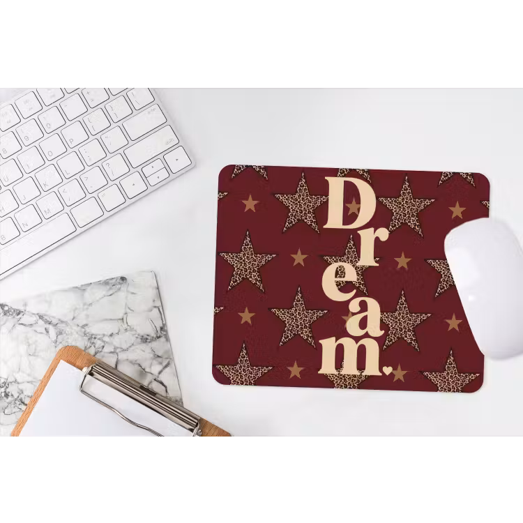Sterren - Luipaardprint - Dream - Bordeaux muismat rubber klein -witbureau