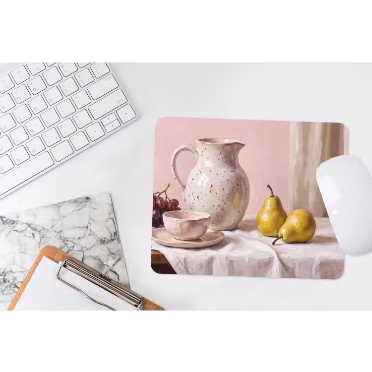 Mouse Pad - Still Life - Fruit - Pink - Stilleven - Fruit - Roze muismat rubber klein