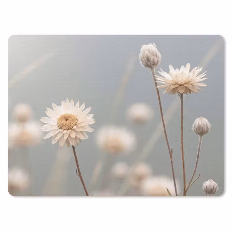 Strobloemen - Wit - Daglicht muismat rubber klein -3d