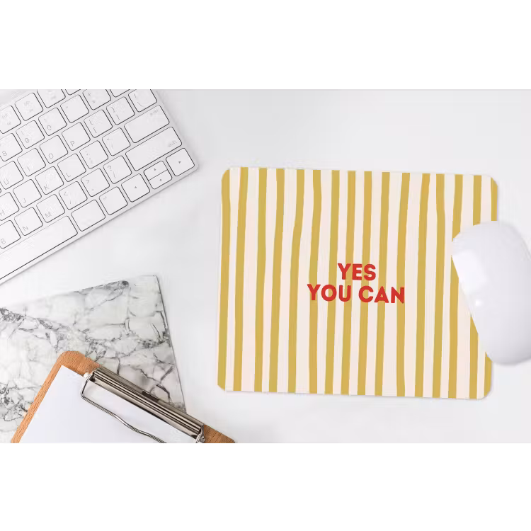 Strepen - Abstract - Yes you can - Rood muismat rubber klein -witbureau