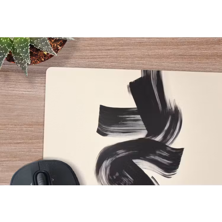 Strepen - Zwart - Abstract muismat rubber klein -closeup