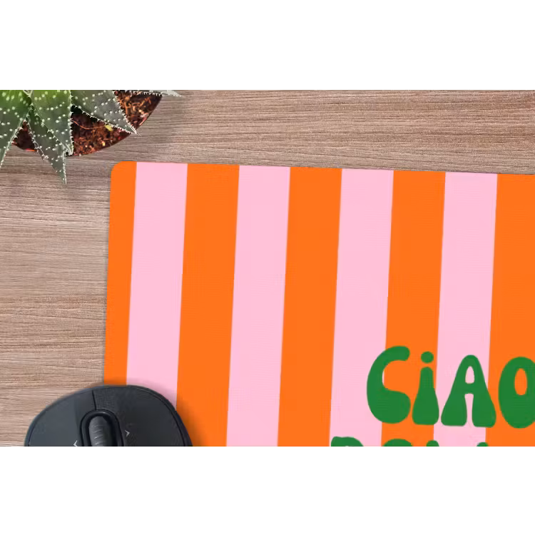 Strepen - Oranje - Verticaal - Ciao bella muismat rubber klein -closeup