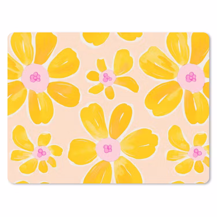 Zomers - Bloemen - Geel muismat rubber klein 262 -3d