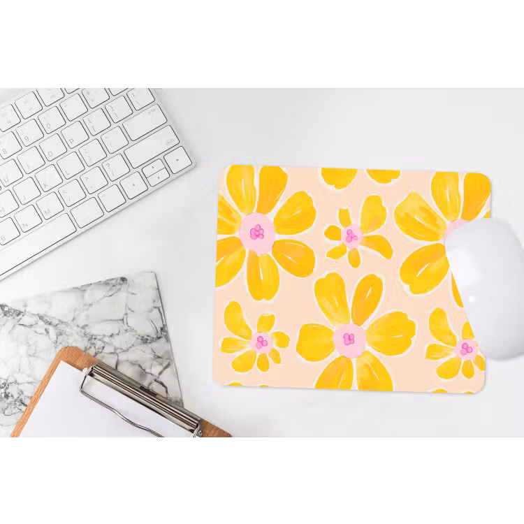 Zomers - Bloemen - Geel muismat rubber klein 262 -witbureau