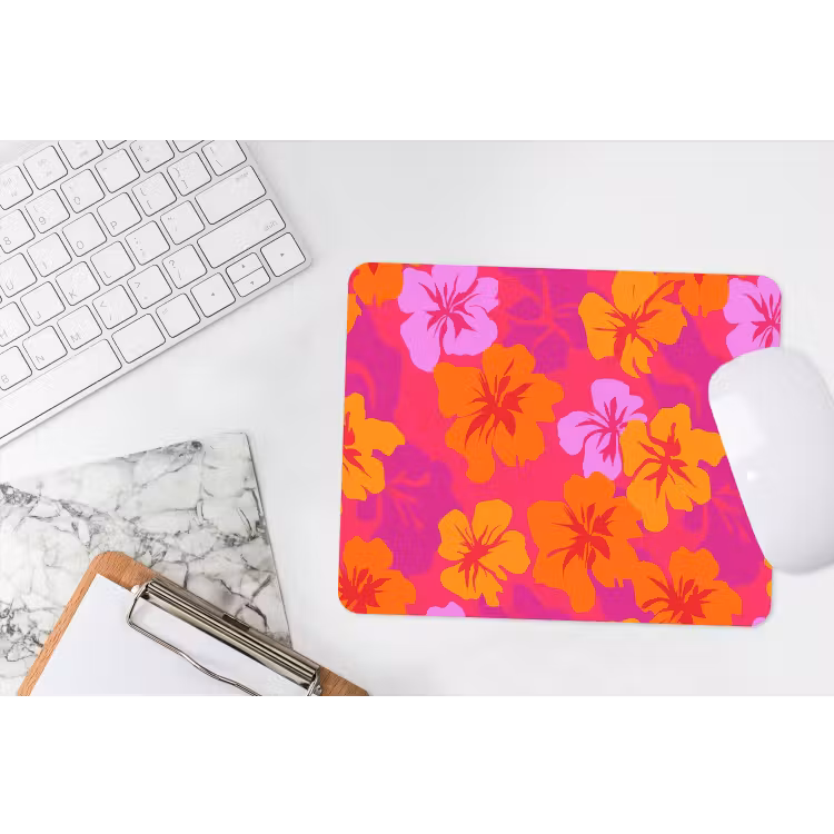 Zomers - Hibiscus - Kleurrijk muismat rubber klein 262 -witbureau