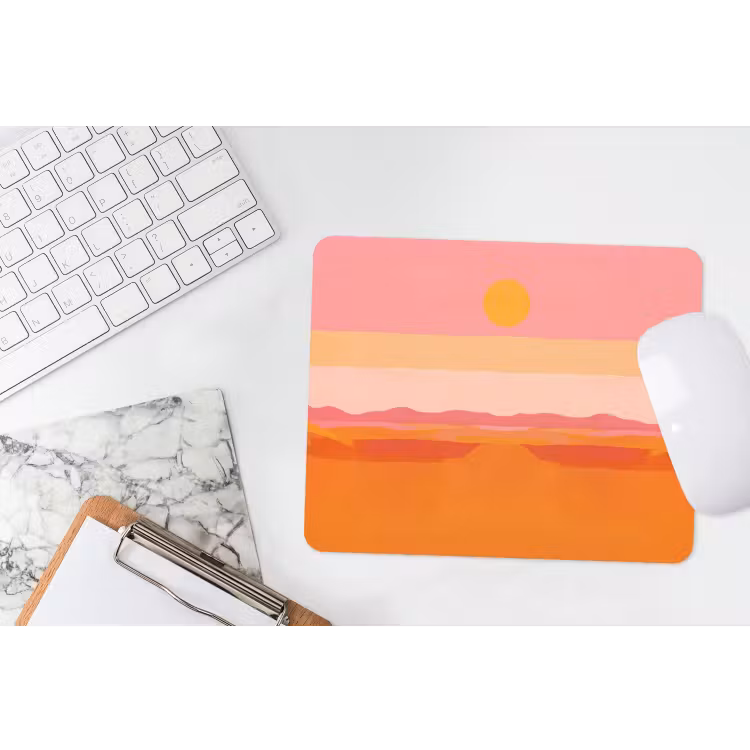 Zon - Abstract - Landschap - Oranje muismat rubber klein -witbureau