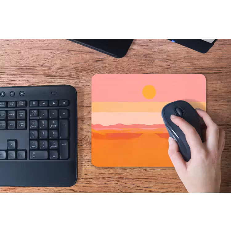 Zon - Abstract - Landschap - Oranje muismat rubber klein -toetsenbord