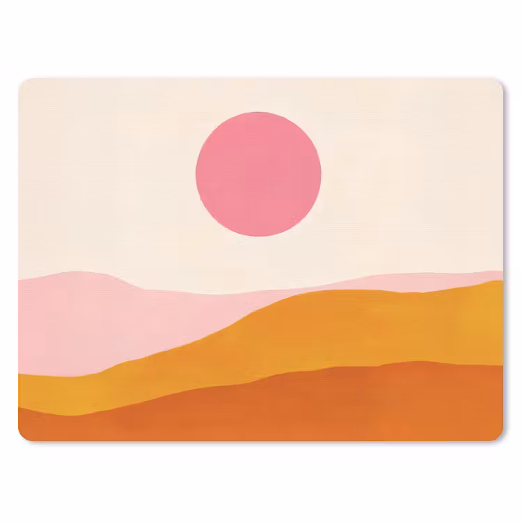 Zon - Heuvels - Abstract - Roze muismat rubber klein -3d