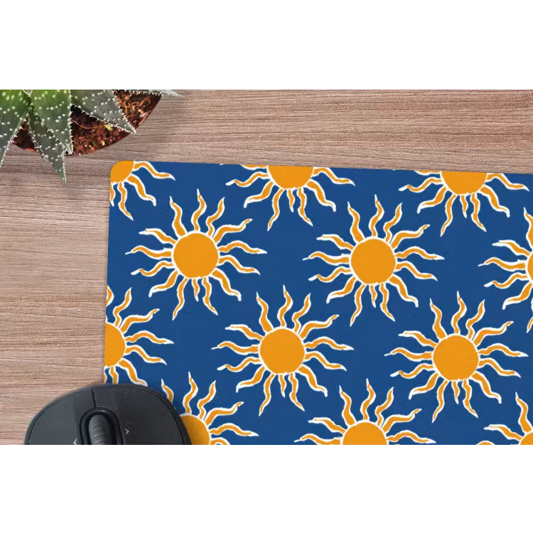 Zon - Patroon - Blauw muismat rubber klein 262 -closeup