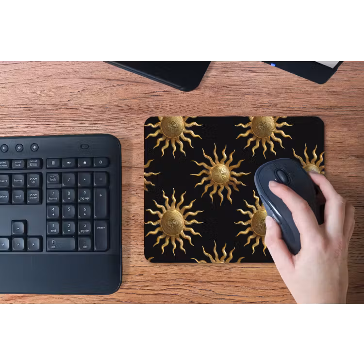 Zon - Patroon - Luxe - Goud - Zwart muismat rubber klein 262 -toetsenbord