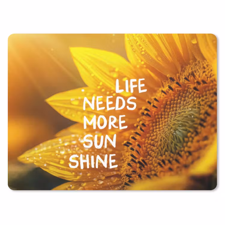 Zonnebloem - Close up - Geel - Quote muismat rubber klein -3d