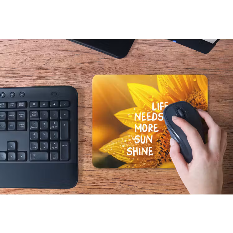 Zonnebloem - Close up - Geel - Quote muismat rubber klein -toetsenbord
