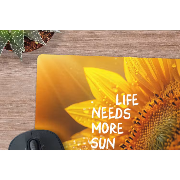 Zonnebloem - Close up - Geel - Quote muismat rubber klein -closeup