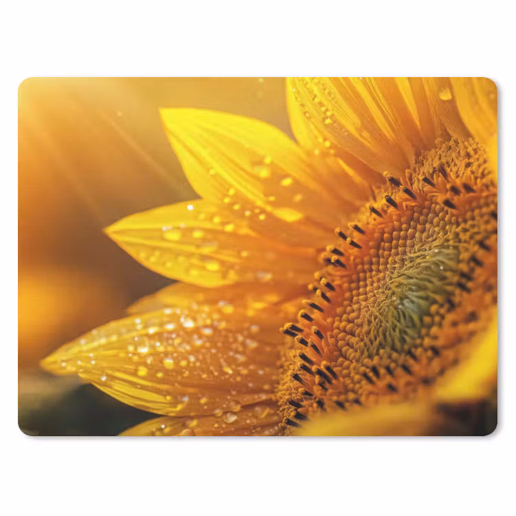 Zonnebloem - Dauwdruppels - Geel - Zonlicht muismat rubber klein -3d