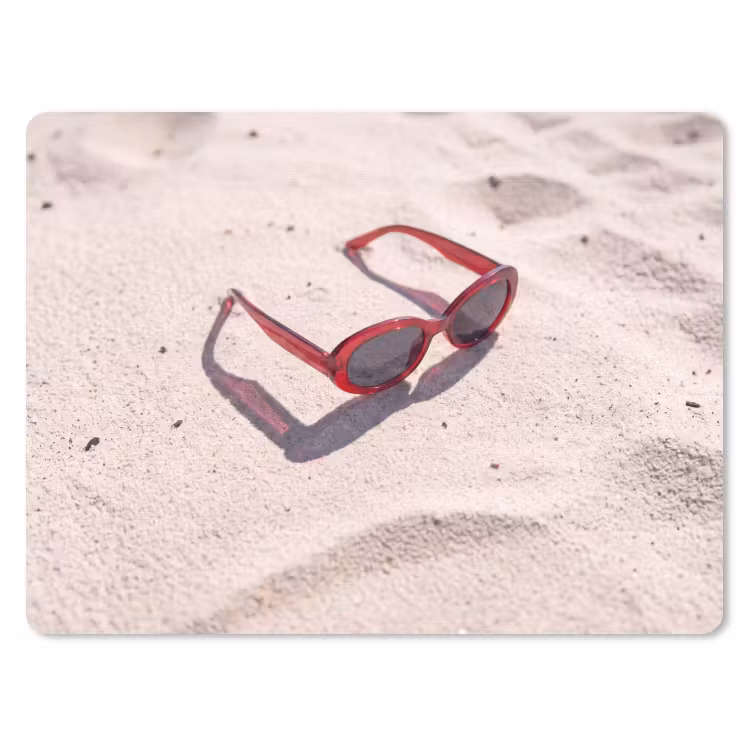 Zonnebril - Strand - Vakantie - Rood muismat rubber klein -3d