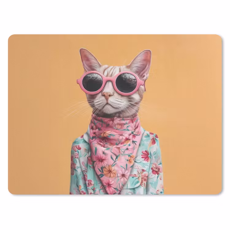 Zonnebril - Kat - Sjaal - Bloemen muismat rubber klein -3d
