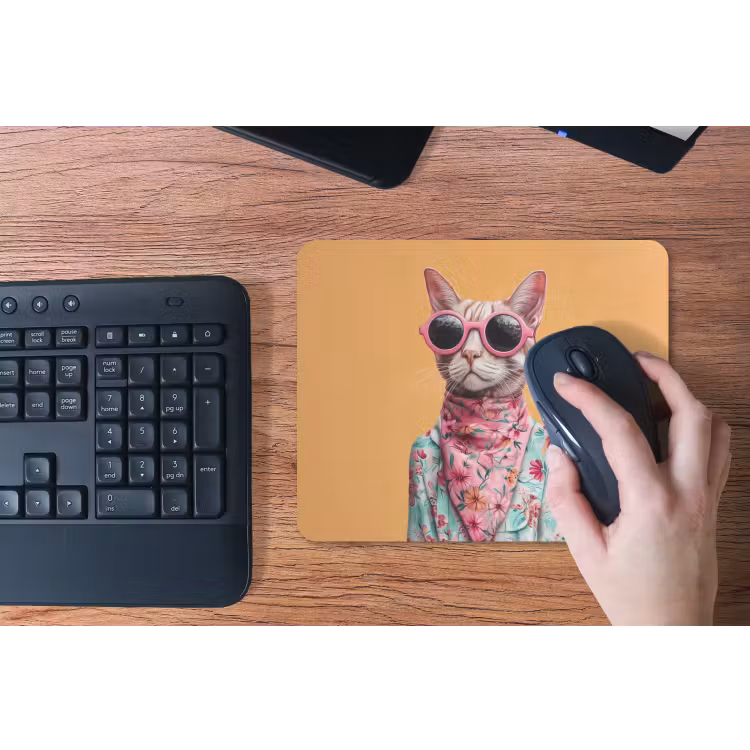 Zonnebril - Kat - Sjaal - Bloemen muismat rubber klein -toetsenbord
