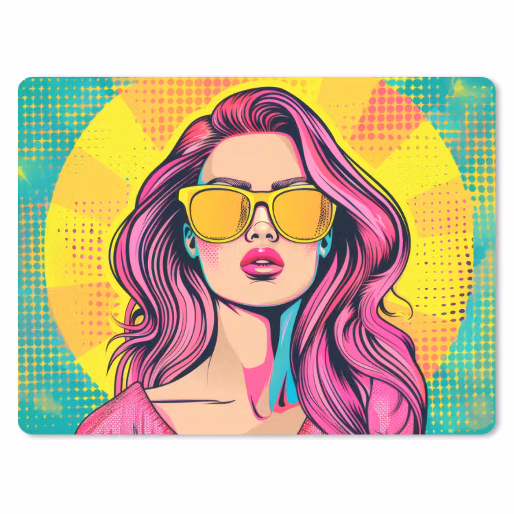 Zonnebril - Vrouw - Zonnig - Geel muismat rubber klein -3d