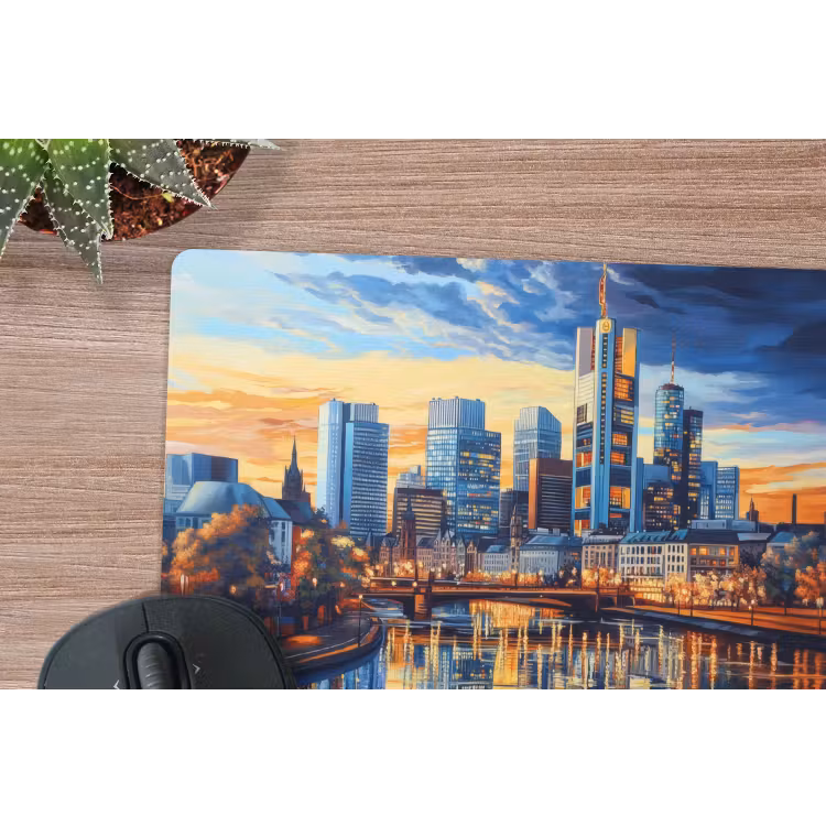 Zonsondergang Frankfurt - Stad - Skyline - Water muismat rubber klein -closeup