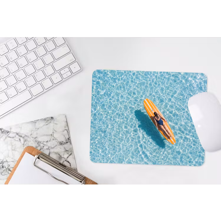 Surfboard - Water - Badpak - Oranje muismat rubber klein -witbureau